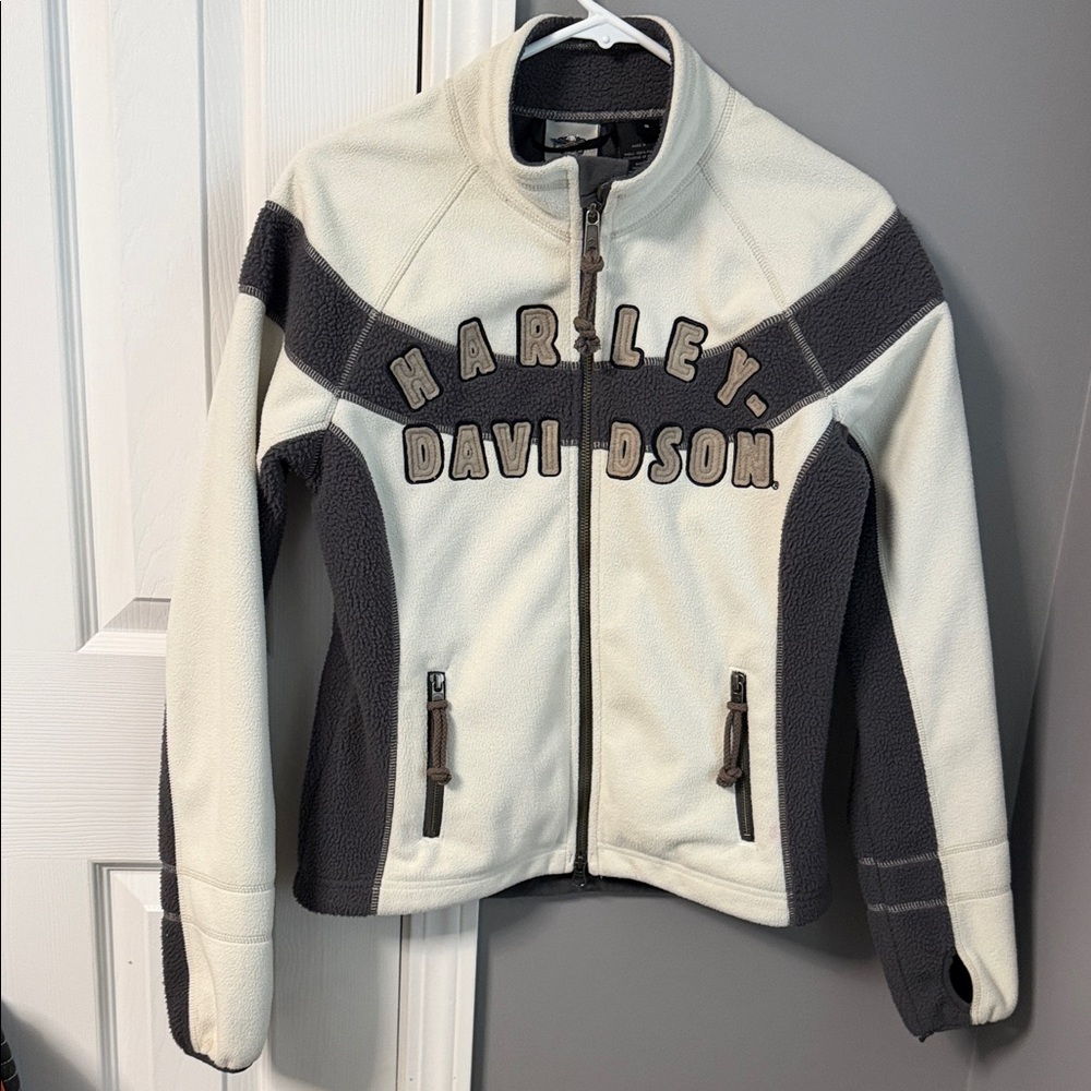 Harley-Davidson Cream & Gray Fleece Zip Jacket